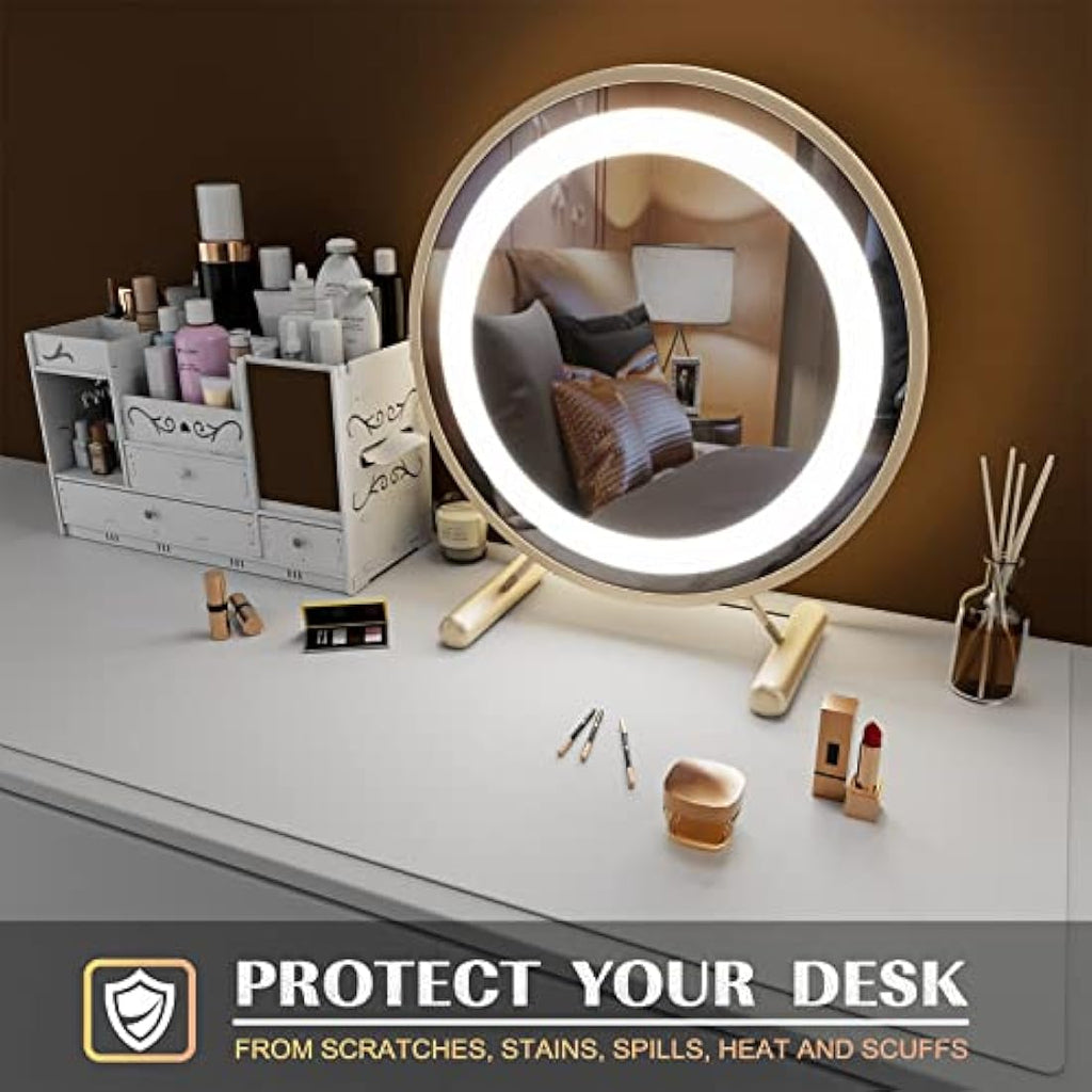 K KNODEL Leather Desk Mat – Large Office Mouse Pad & Protector, White