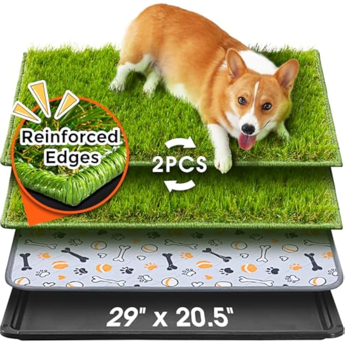 Hompet Dog Toilet – 74x52cm Indoor Potty with 2 Artificial Grass Mats