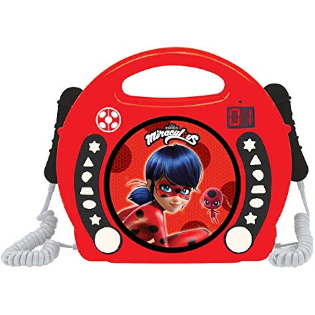 Miraculous Ladybug Portable CD Player with Karaoke Microphones – Red