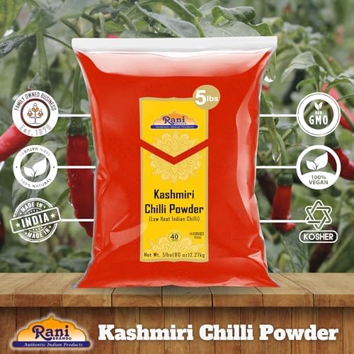 Rani Kashmiri Chilli Powder (Deggi Mirch) Low Heat Indian Spice - 5lbs Bulk