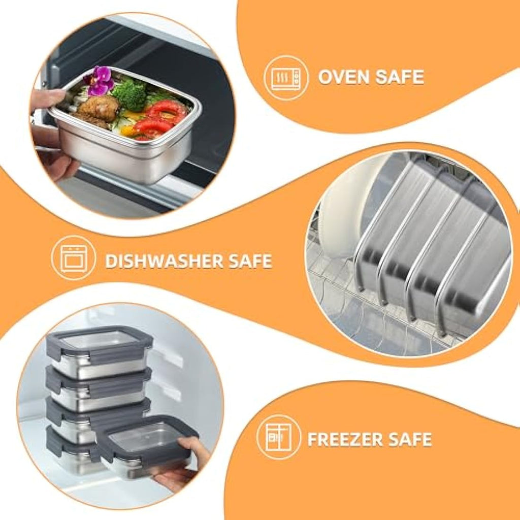 Misichao Stainless Steel Airtight Food Storage Containers - 1100ml 3-Pack