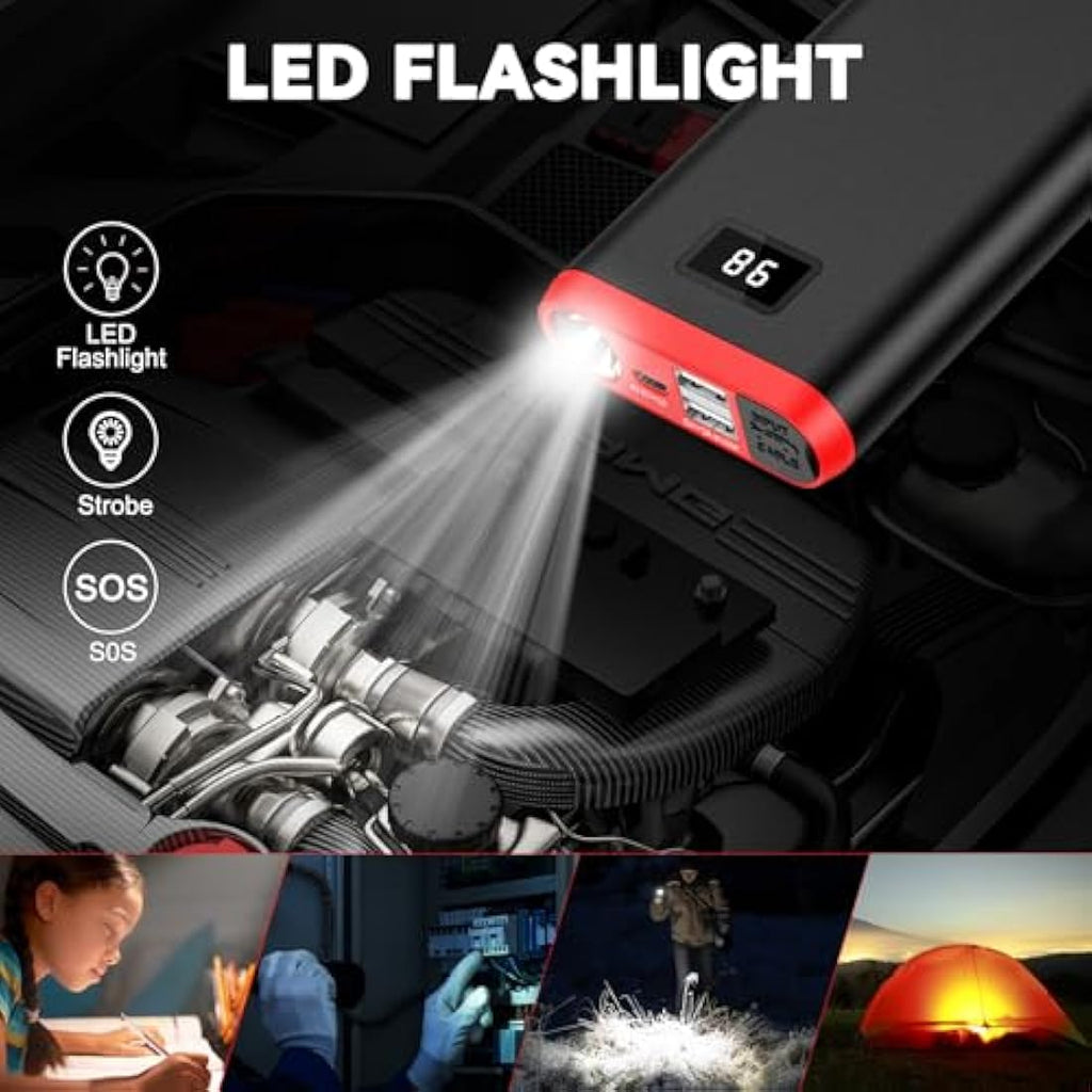 GREPRO Car Jump Starter - 12V Portable Battery Booster with LCD Screen