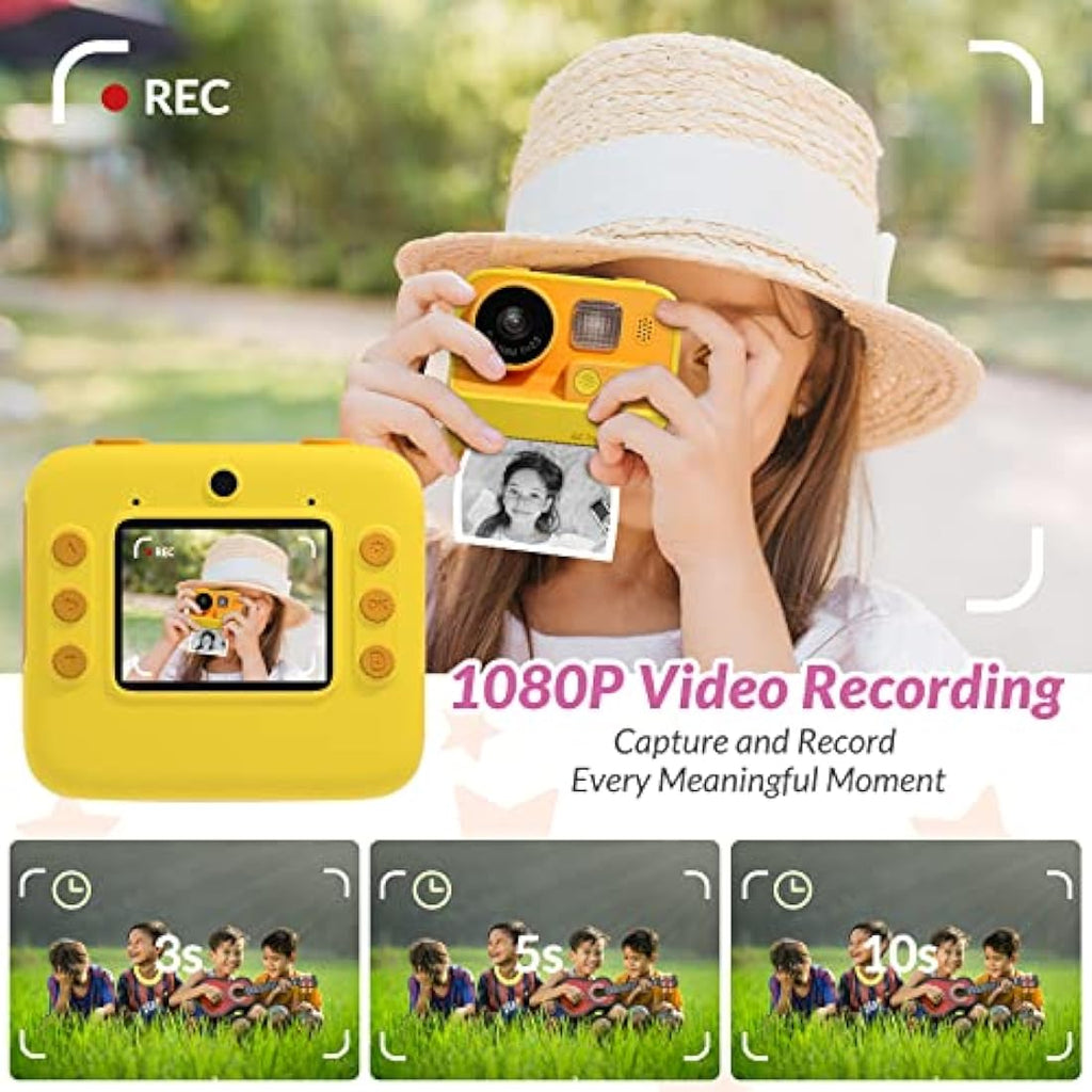 Mafiti Kids Instant Print Camera | 1080P HD Digital Selfie Cam with 32GB SD