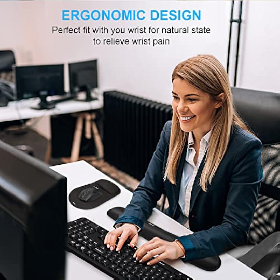 TECKNET Memory Foam Keyboard and Mouse Wrist Rest Set – Ergonomic Support