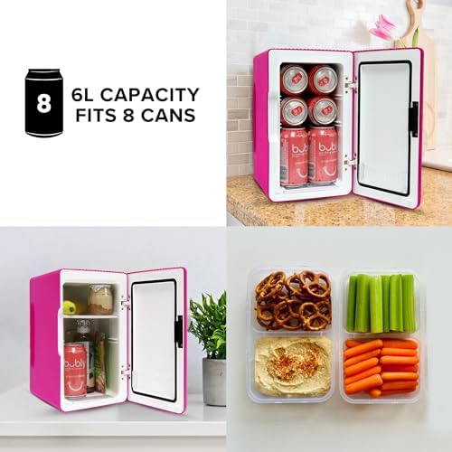 Koolatron Retro Mini Fridge | 6L Portable Cooler & Warmer - Pink