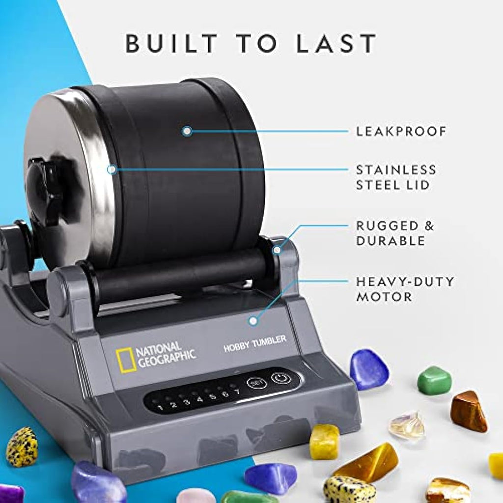 National Geographic Rock Tumbler Kit – Noise-Reduced STEM Rock Polisher