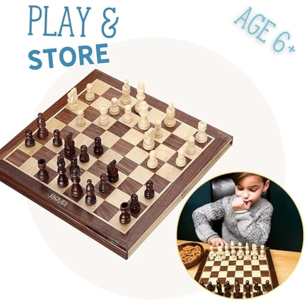 Jaques of London Wooden Staunton Chess Set | Folding Board & Pieces