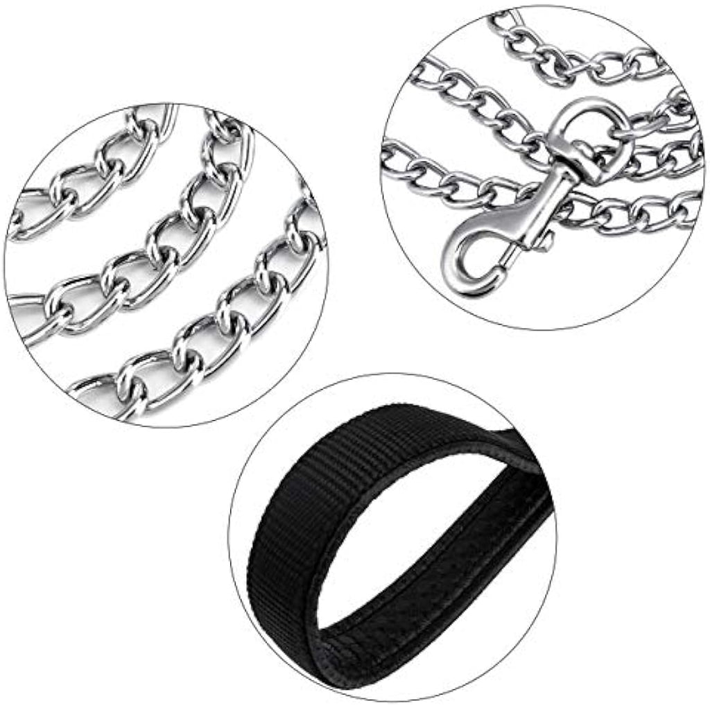 Filhome Chew Proof Metal Dog Leash | Heavy Duty Chain with Padded Handle