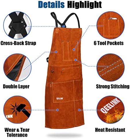 Leather Welding Apron with Gloves – Heavy Duty Work Apron