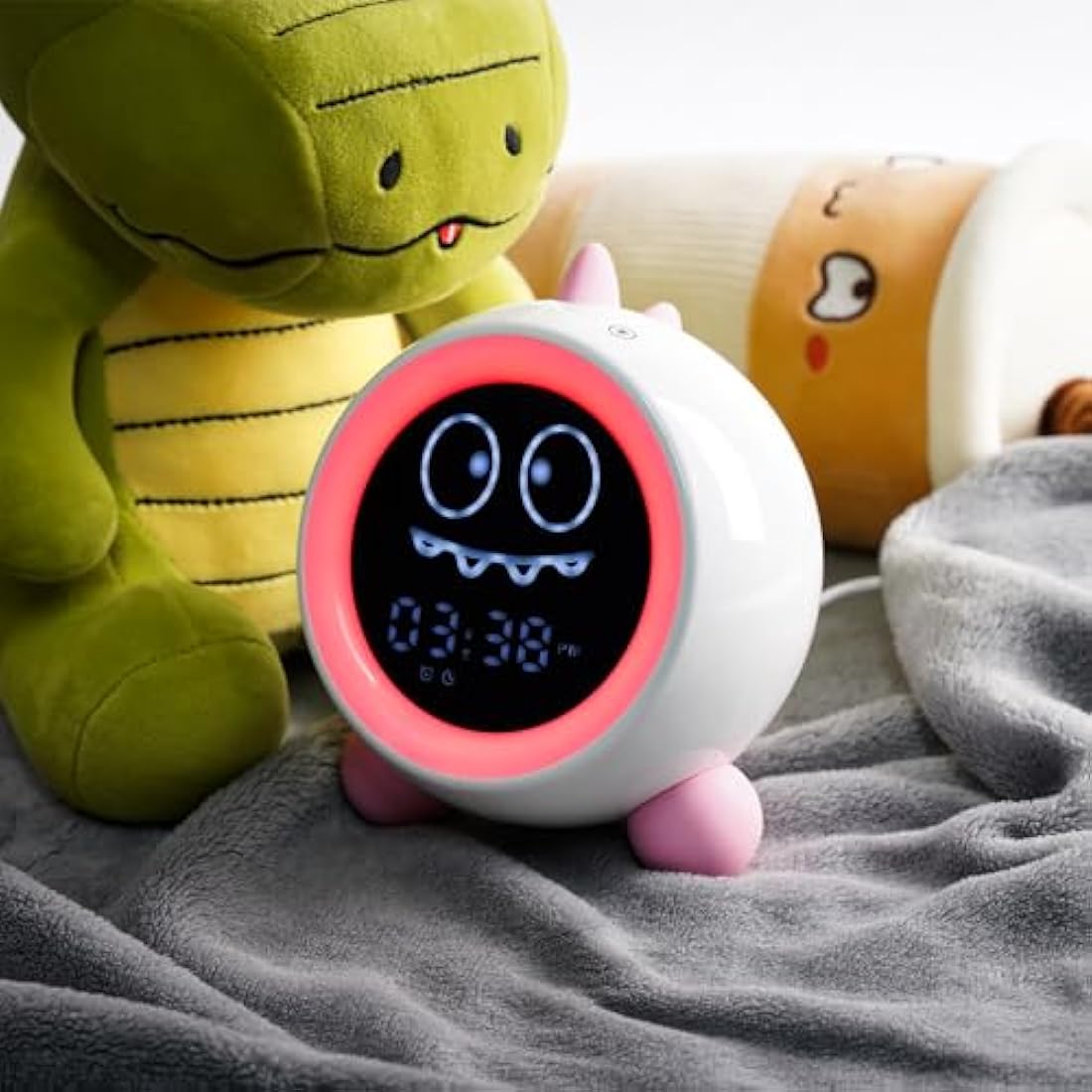 Jolof Store Kids Alarm Clock – Dinosaur Sleep Trainer & Sound Machine, Pink