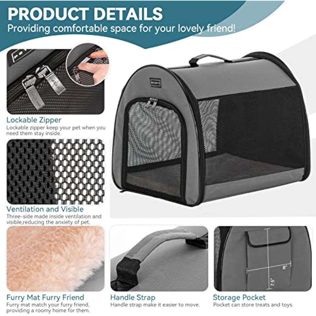 Petsfit Soft Dog Crate – 19 Inch Portable Pop Up Travel Carrier, Grey