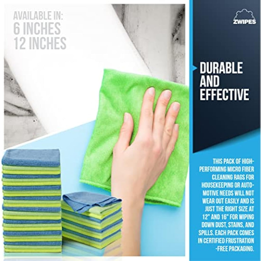 Zwipes Microfiber Cleaning Cloths – 36 Pack Washable Towels for Auto