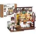 ROBOTIME DIY Wooden Miniature Coffee House Kit with LED Light - 1:24 Scale