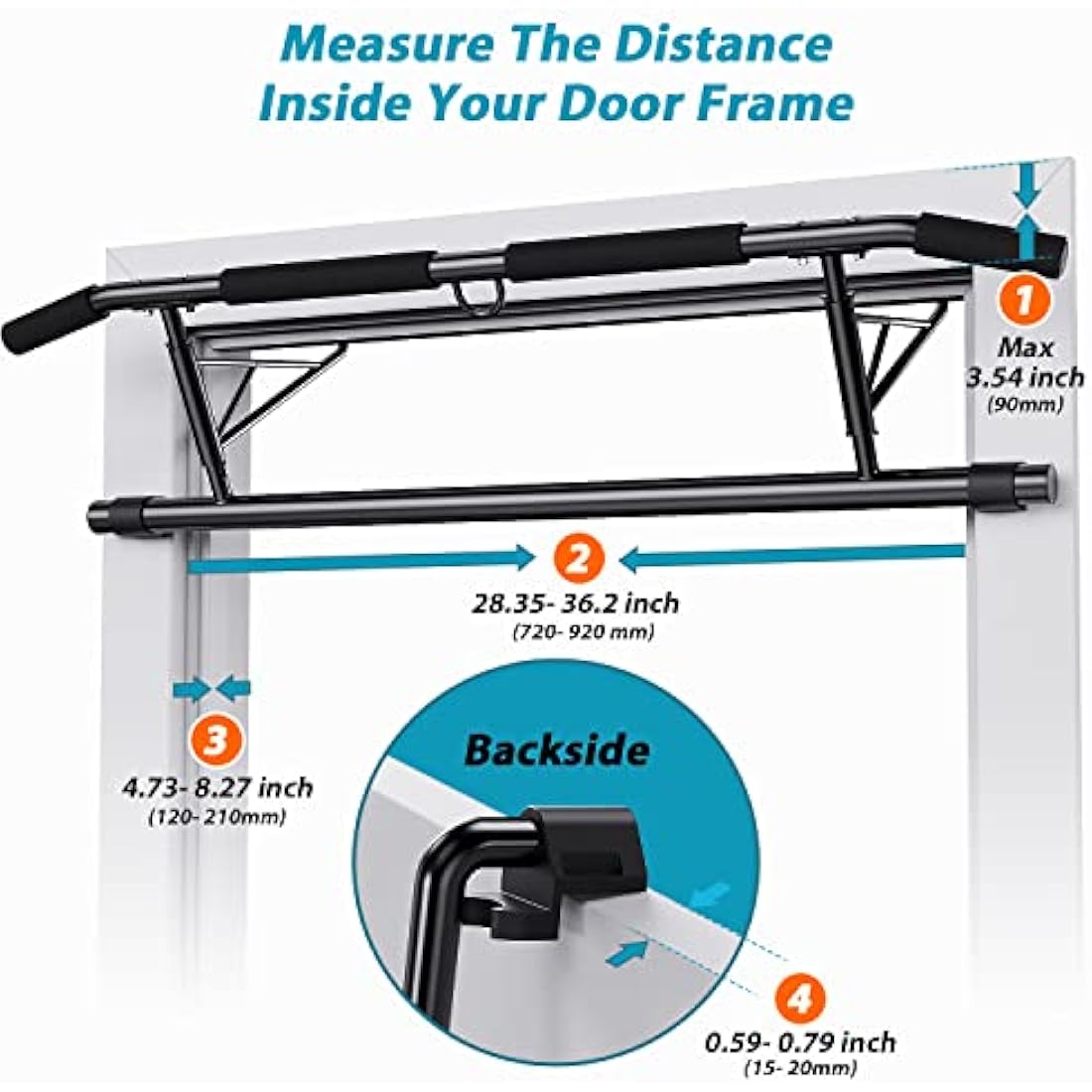 JX FITNESS Foldable Doorway Pull Up Bar | No-Drill Chin Up Bar for Home Gym