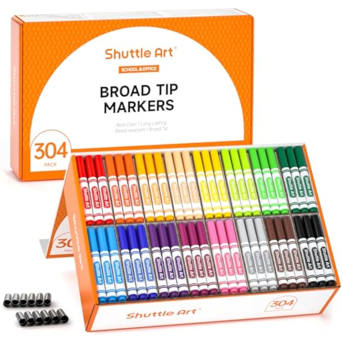 Shuttle Art 304 Bulk Washable Markers | 16 Colors Broad Line Classpack