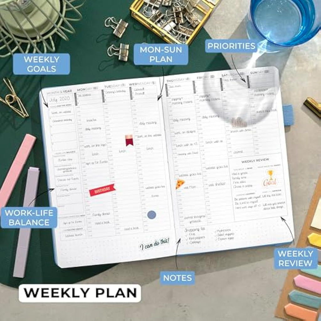 Clever Fox Undated Weekly Planner – A5 Hourly Appointment Book, Periwinkle