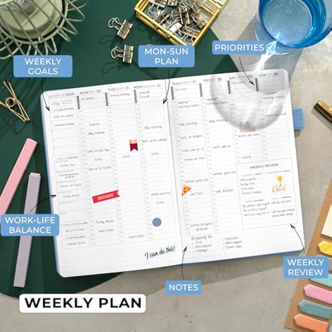 Clever Fox Undated Weekly Planner – A5 Hourly Appointment Book, Periwinkle