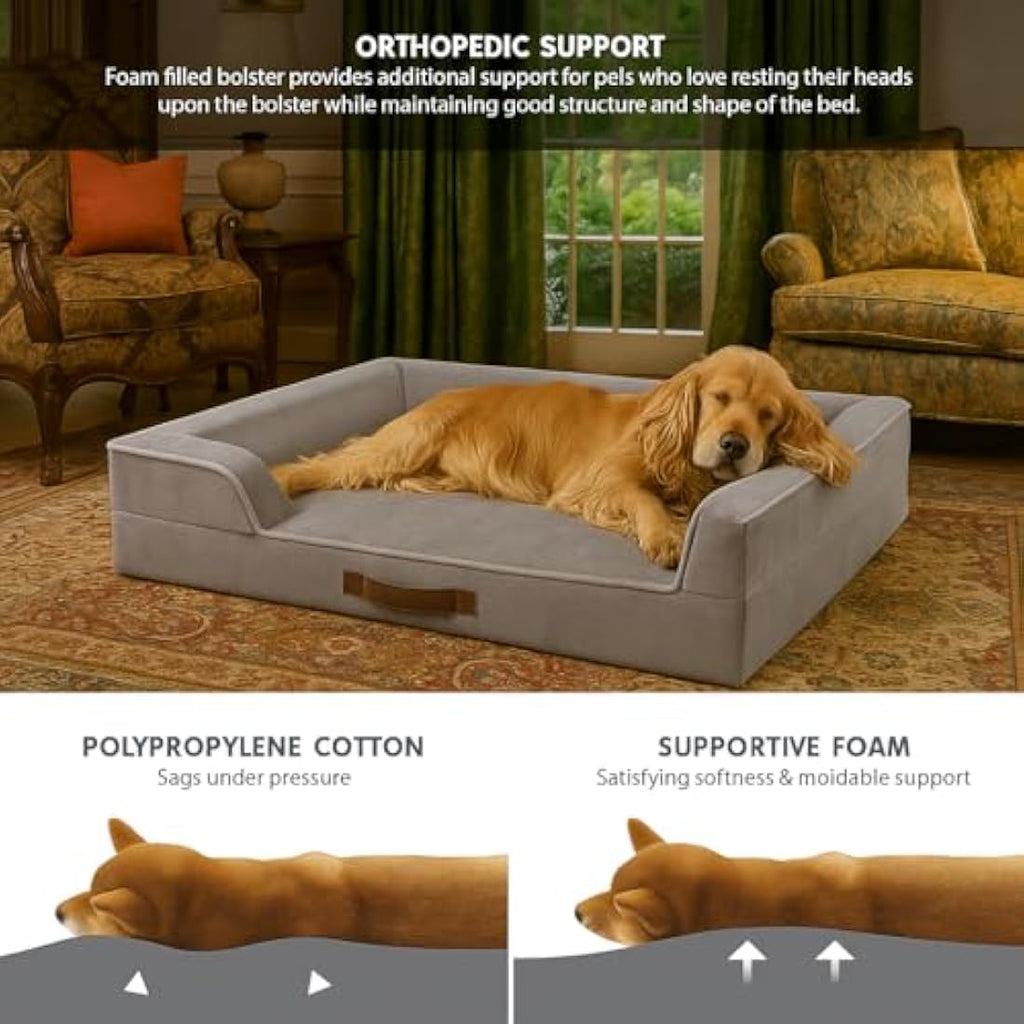 Jolof Store Orthopedic Memory Foam Dog Bed | Waterproof Bolster Sofa