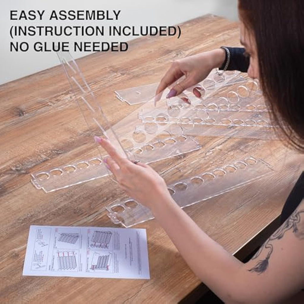 Plydolex Acrylic Citadel Paint Rack Organizer - 60 Hole Wall-Mounted Shelf