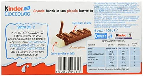 Kinder Chocolate Small Bars – Bulk Milk Chocolate Gift Box, 10 x 100g