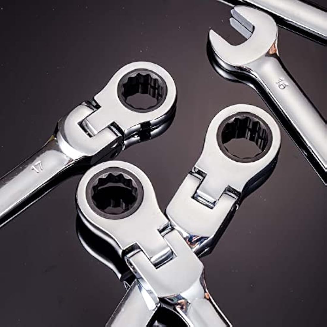 Qnkaa 8-Piece Flex-Head Ratchet Wrench Set – 9-17mm Metric Spanners