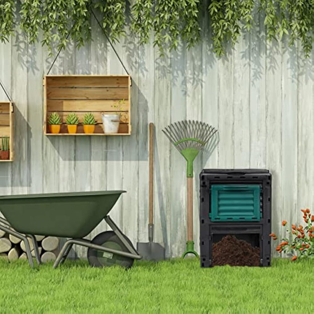 Relaxdays 230L Thermal Composter – Black Plastic Garden Waste Bin