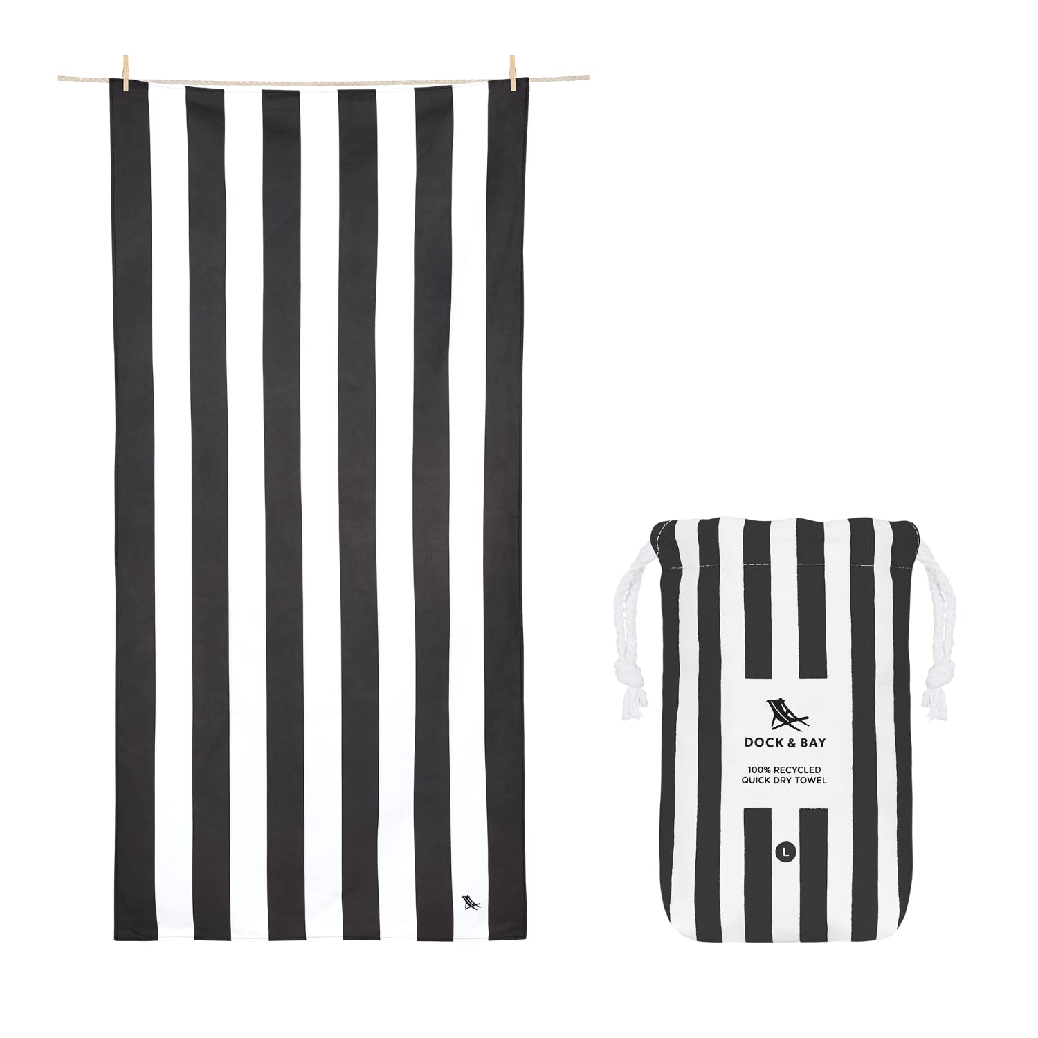 Dock & Bay Sand Free Quick Dry Beach Towel | Kamari Charcoal | Large