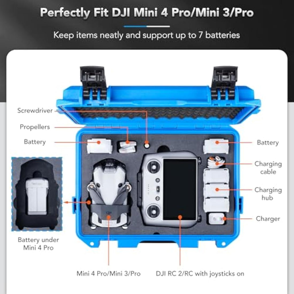 Lykus Titan MM410 Waterproof Hard Case for DJI Mini 4 Pro – Blue