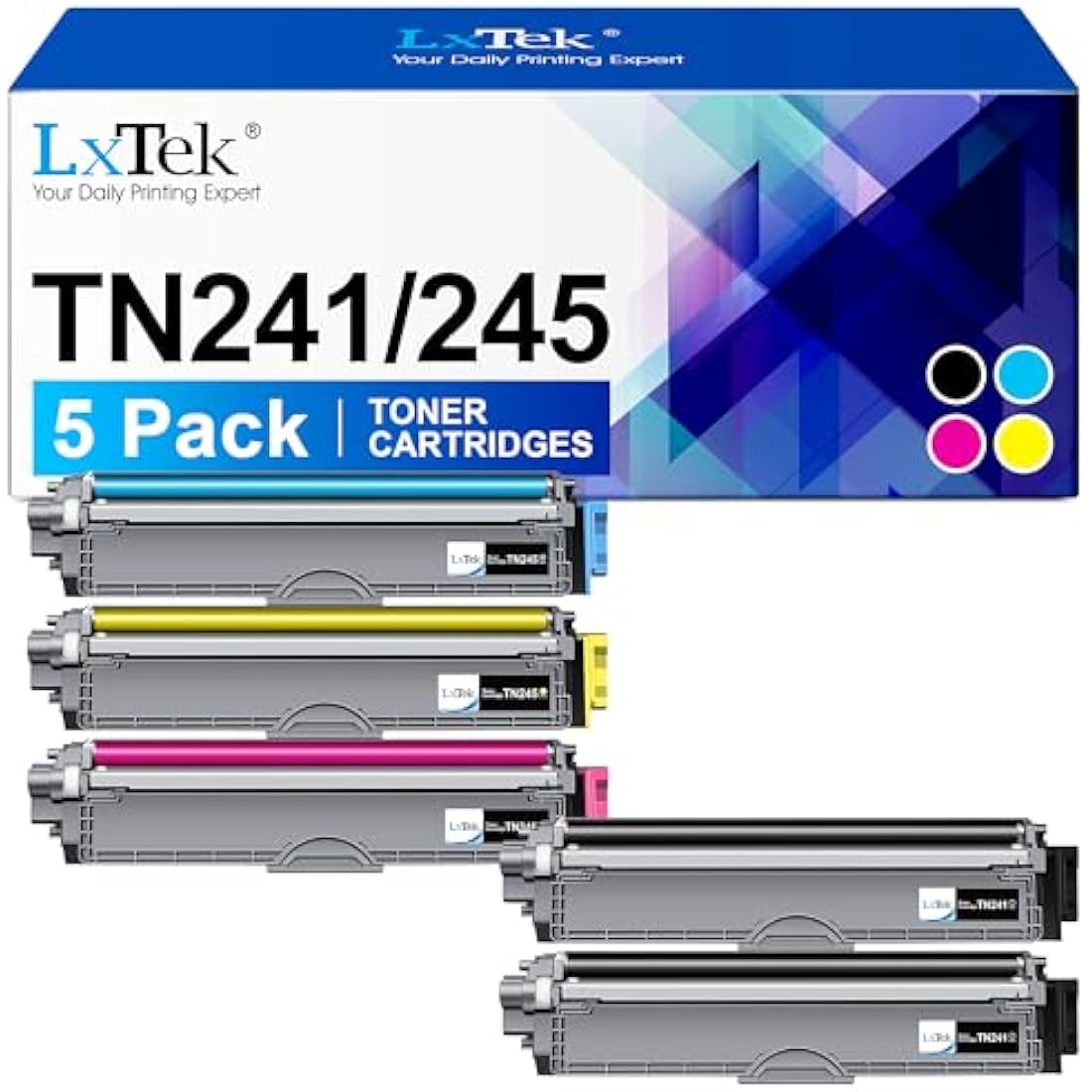LxTek TN241 TN245 Compatible Toner Cartridge for Brother MFC-9332CDW (5 Pack)