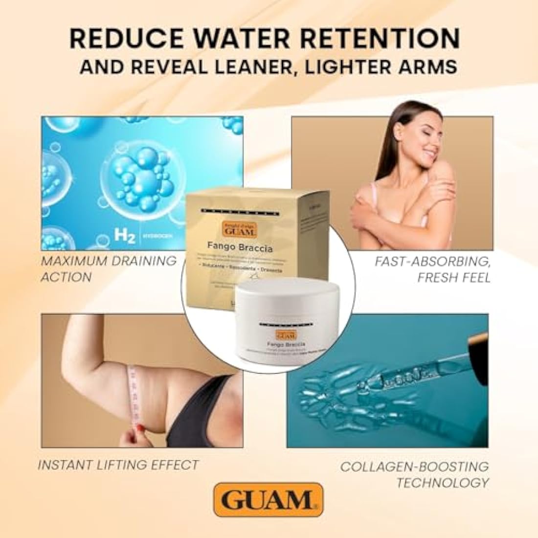 GUAM Seaweed Mud Arm Slimming & Firming Cream - 250ml with 10 Sleeves