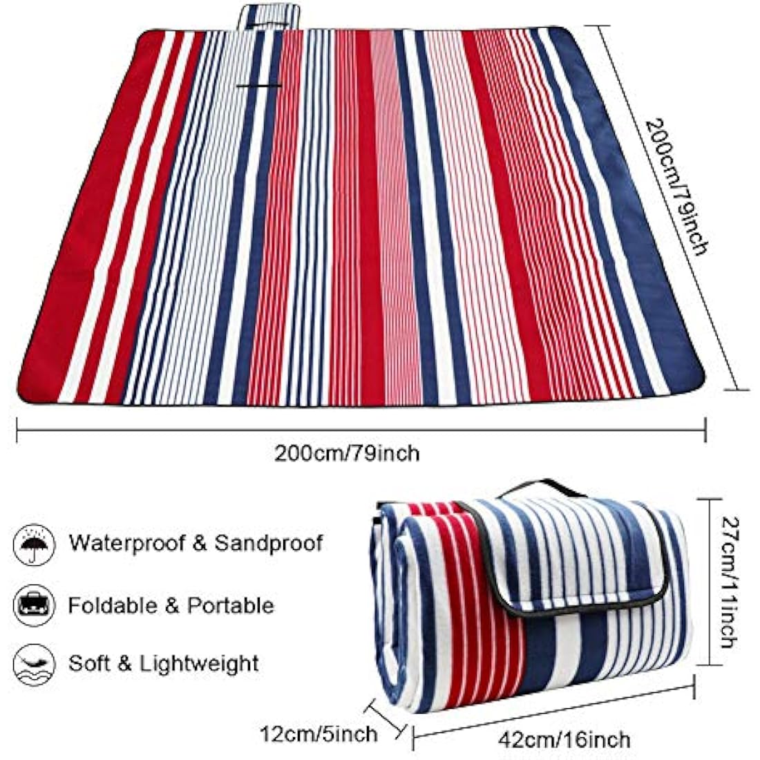 Jolof Store Fleece Picnic Blanket – Extra Large 200x200cm Waterproof Mat