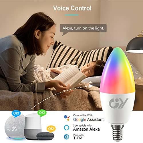 GY Smart E14 LED Bulb 6-Pack | RGB & Dimmable WiFi Candle Light, 6W