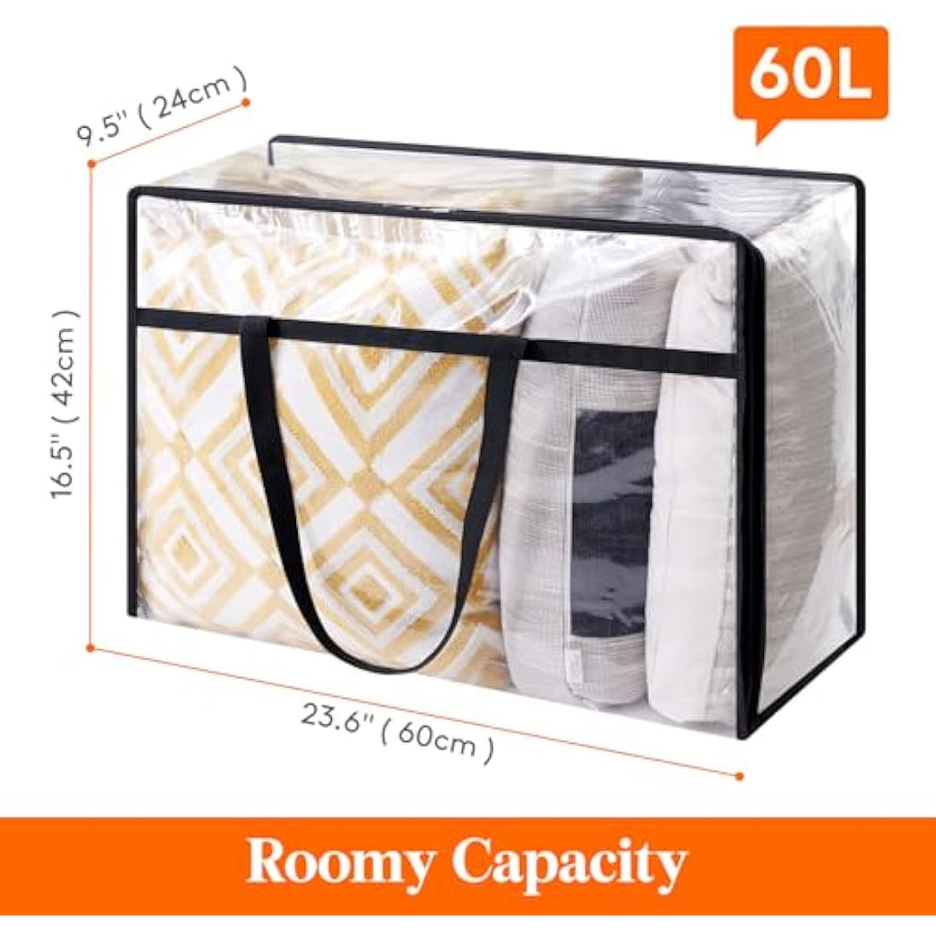 Lifewit 6-Pack Clear PVC Storage Bags | 60L Heavy-Duty Clothes Organizer