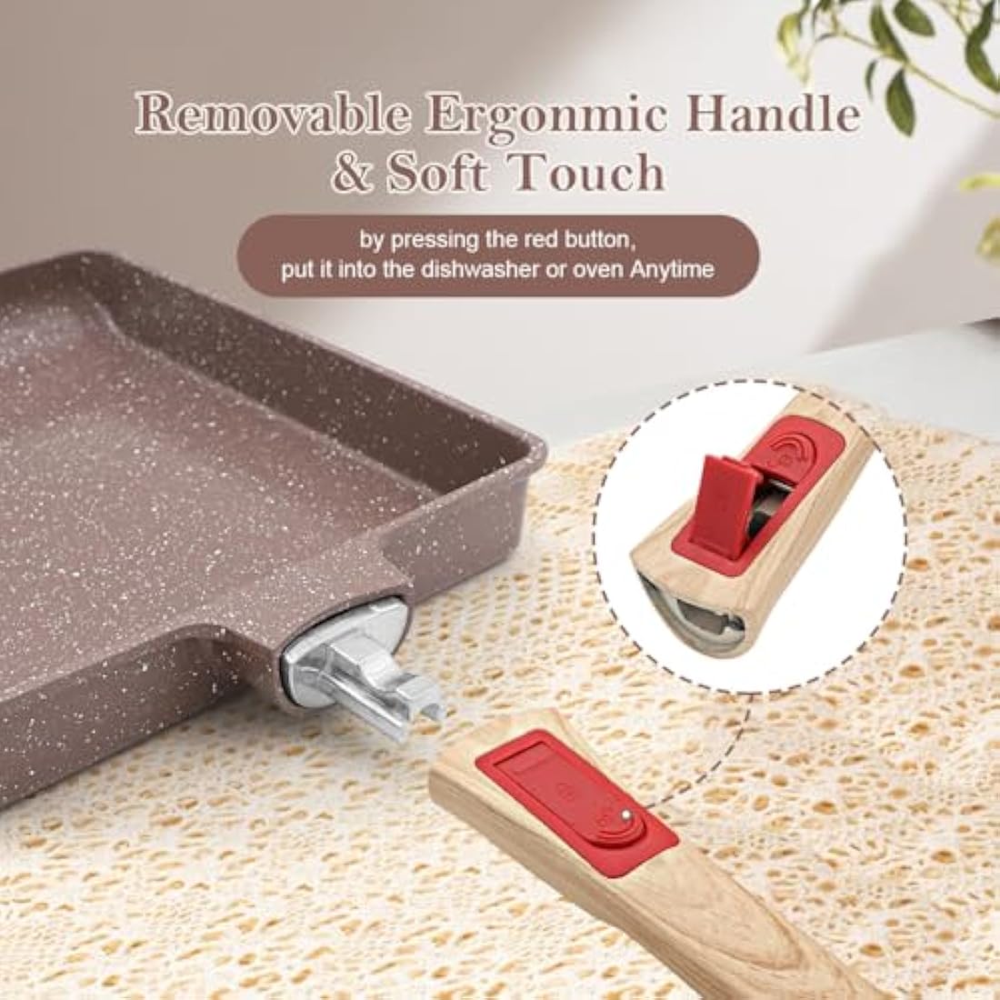 AIKENBBKK Ceramic Nonstick Tamagoyaki Pan | Japanese Omelette Pan, Brown