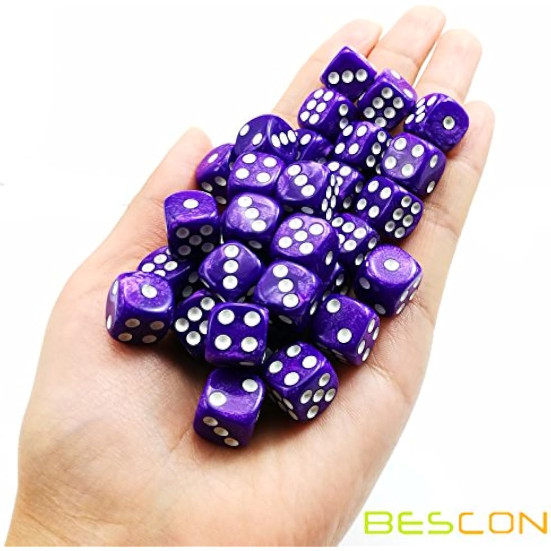 Bescon Marble Purple 12mm 6-Sided Dice Set | 36 Count Block with Box