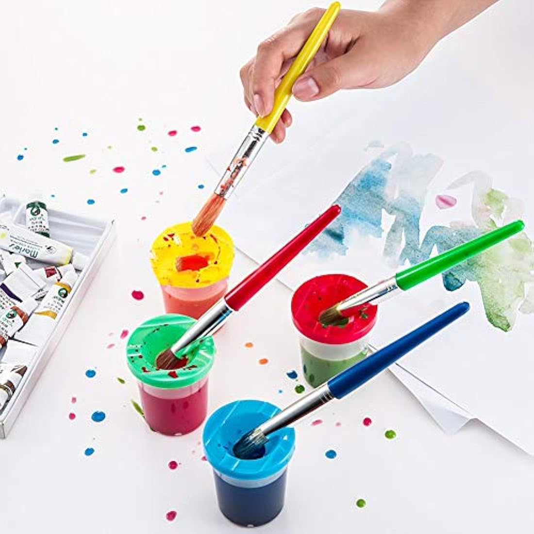 60-Piece Kids Sponge Painting Kit with Waterproof Apron