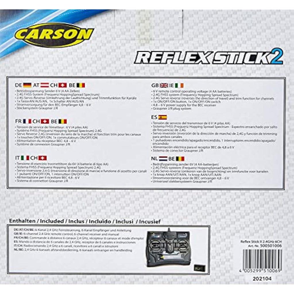 Carson FS Reflex Stick II 6-Channel 2.4 GHz RC Remote Control - Black