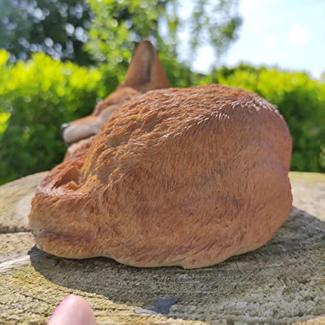 Vivid Arts Sleeping Fox Cub – Realistic Resin Garden Ornament Statue