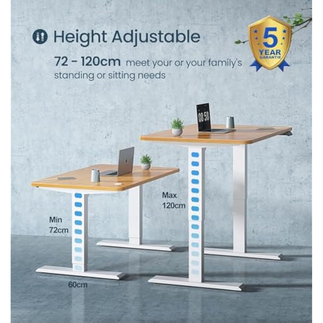 MAIDeSITe Dual Motor Standing Desk Frame – Ergonomic T2 Pro, White