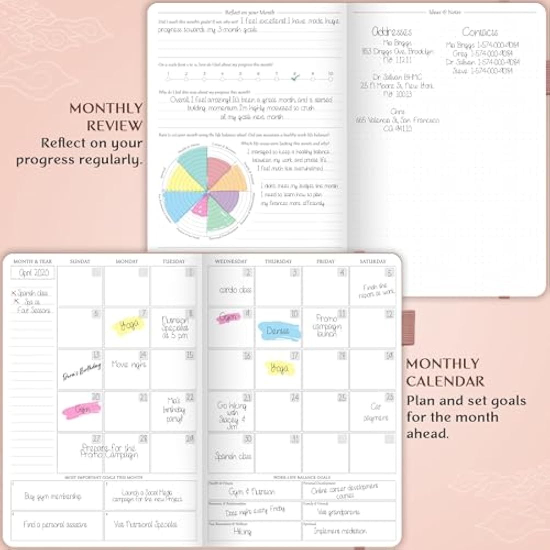 Legend Planner Hourly Schedule – Undated A5 Life Organizer, Rose Gold