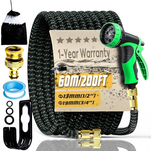 200FT Expandable Garden Hose with 10-Pattern Spray Nozzle
