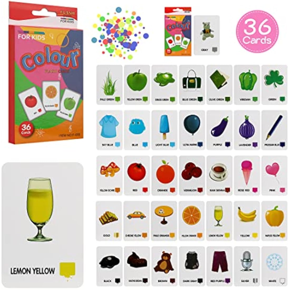 Leyun Kids Flash Cards | 144pc Early Learning Set for Toddlers Age 2-4