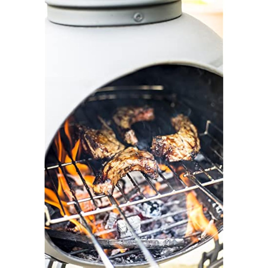 Murcia Large Steel Chiminea | Black Patio Heater with BBQ Grill