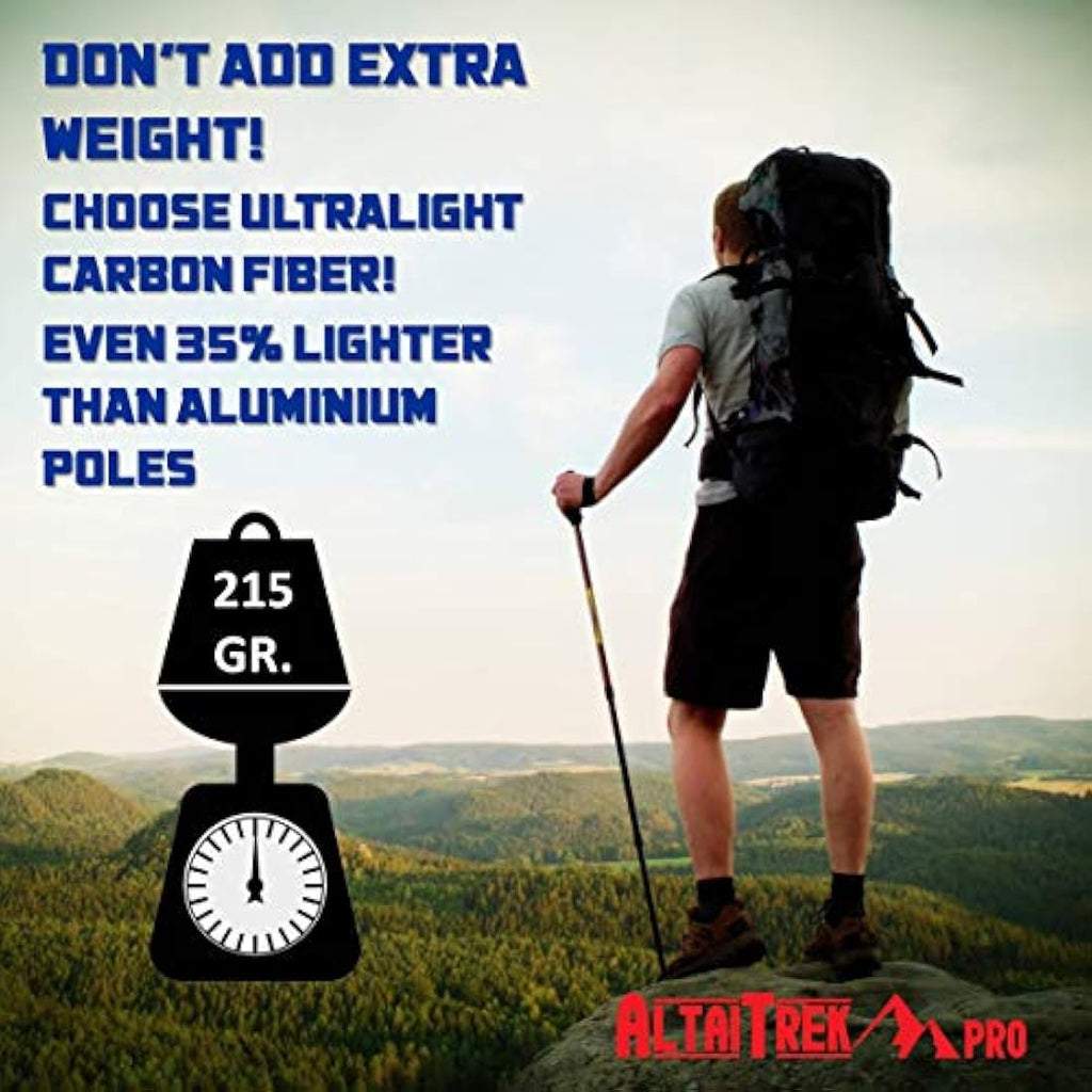 AltaiTrek PRO Carbon Fiber Trekking Poles | Ultralight Cork Handle Pair