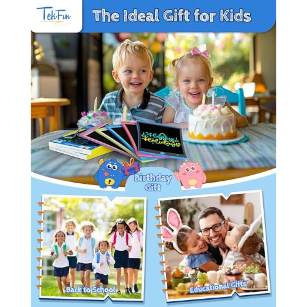 TEKFUN 8.5" LCD Writing Tablet 2-Pack | Colorful Drawing Board for Kids