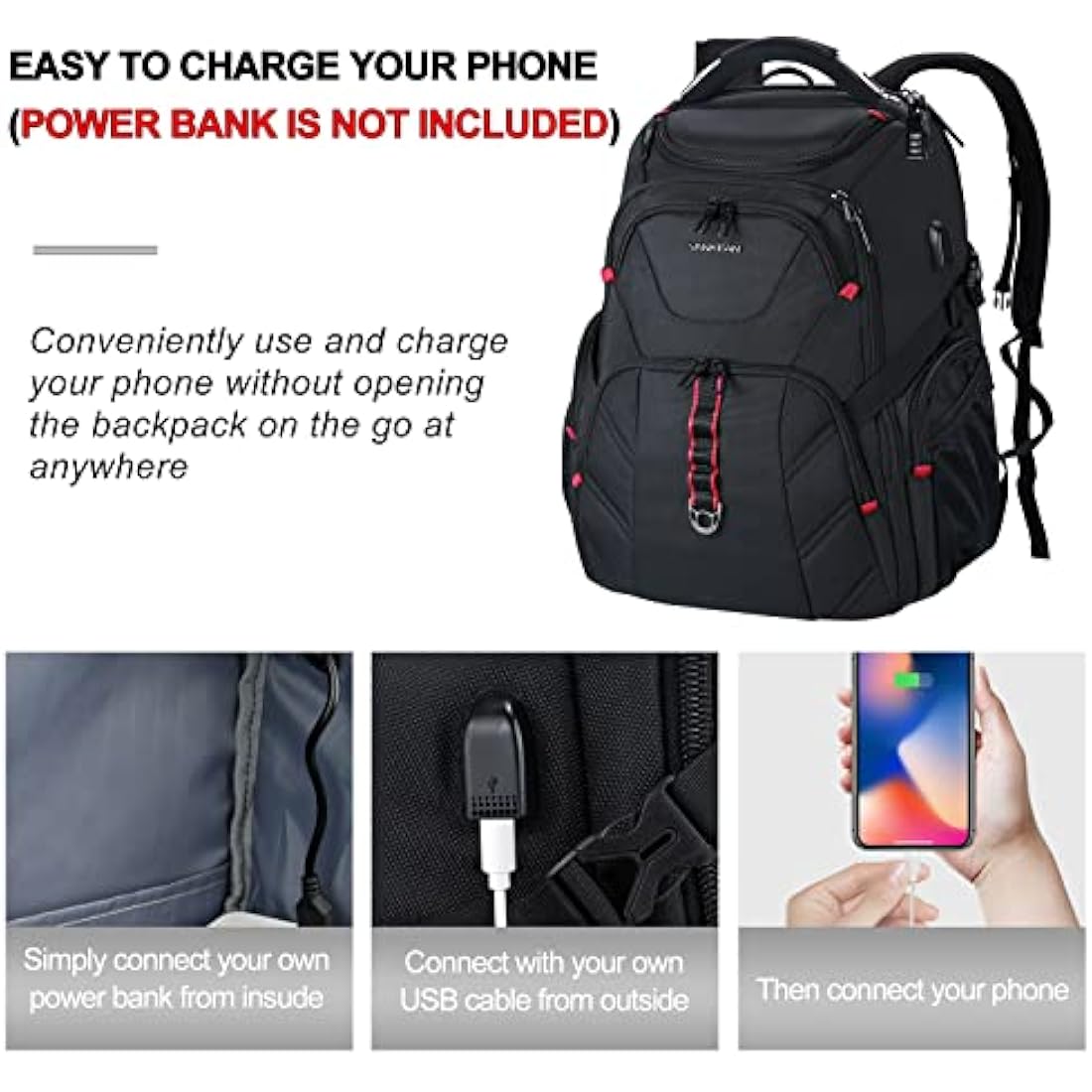 VANKEAN 17.3'' Travel Laptop Backpack | Water Resistant Anti-Theft Bag