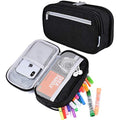 YONZONE Large Capacity Pencil Case | 3 Compartment Oxford Pen Pouch - Black