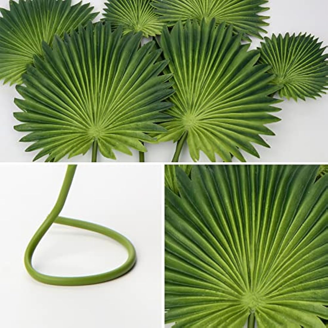 Artificial Palm Leaf Stems – 6 Pack Green Faux Jungle Plants