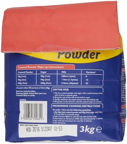 Bird's Original Instant Custard Powder Dessert Mix - 3kg Tub