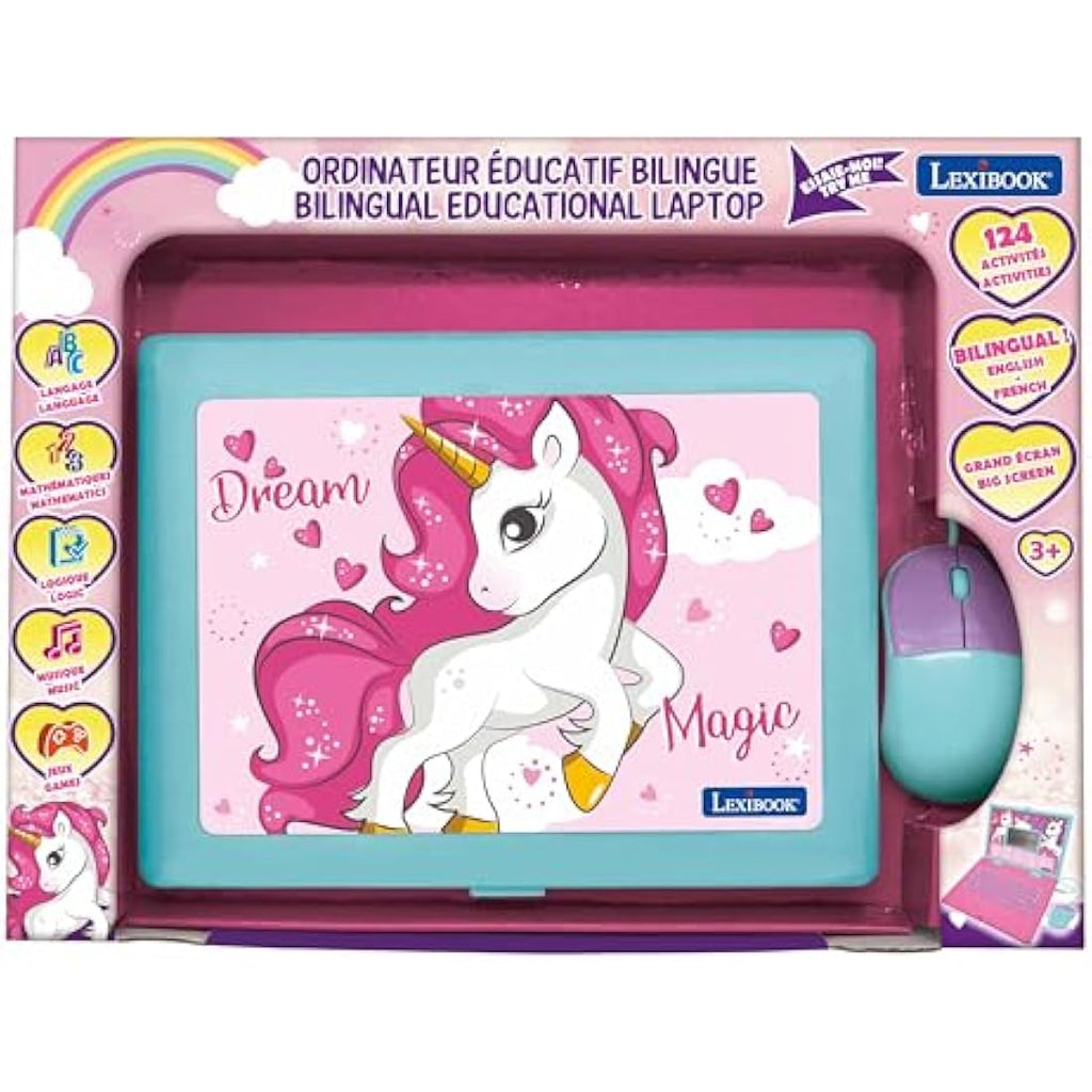 Lexibook Unicorn Bilingual Educational Laptop - 124 Activities for Kids